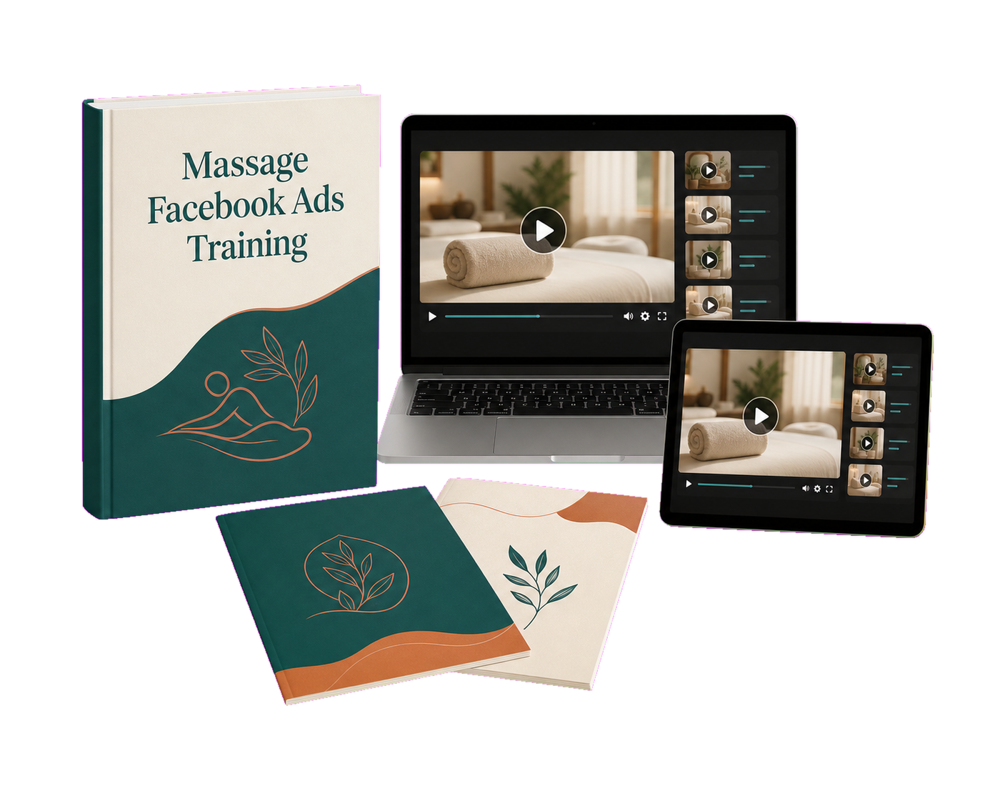 Massage Facebook Ads Training product bundle mockup
